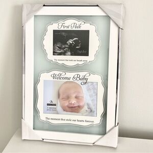 Welcome Baby Double Picture White Frame Frosted Glass New